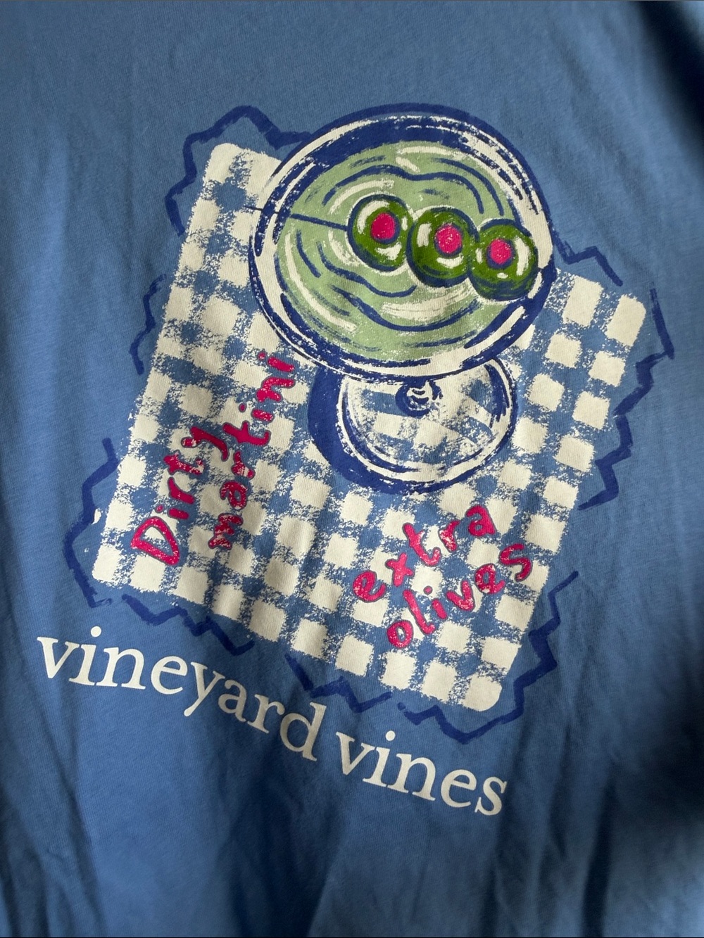 NWT Vineyard Vines Blue Tee, Womens XL, Dirty Martini Extra Olives